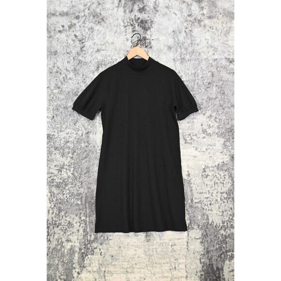 Madewell Black Textured Knit Mock Neck Mini Dress - Picture 1 of 6
